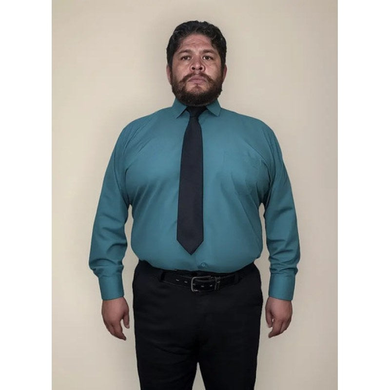 Camisa Vestir De Adulto Verde Jade Talla Extras 52 A 56 #mlpos_1 | Color: Jade - Rodolfo #color_jade_-_rodolfo #sku_rvjd52 #sku_rvjd54 #sku_rvjd56