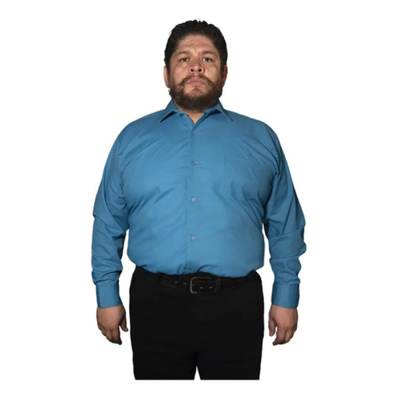 Camisa Vestir Para Adulto Turquesa Tallas Extras 44 A 50 #mlpos_5 | Color: Turquesa - Rodolfo #color_turquesa_-_rodolfo #sku_rvtr44 #sku_rvtr46 #sku_rvtr48 #sku_rvtr50