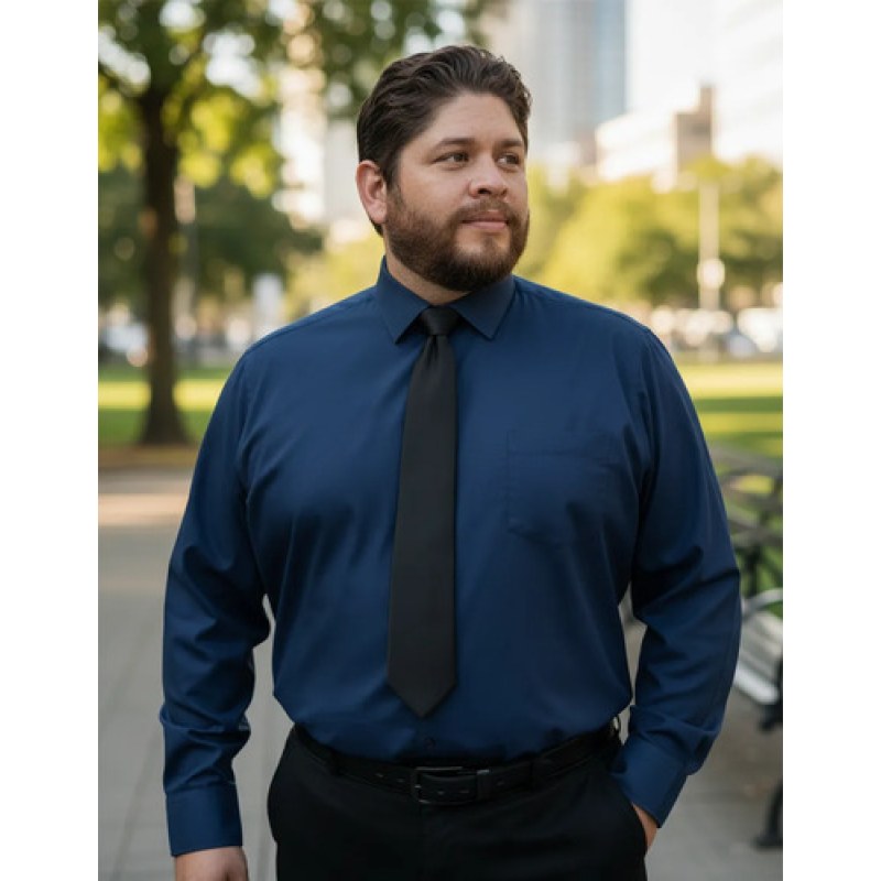 Camisa Vestir De Adulto Azul Marino Talla Extras 44 46 48 50 #mlpos_1 | Color: Azul marino - Rodolfo #color_azul_marino_-_rodolfo #sku_rvmrn44 #sku_rvmrn46 #sku_rvmrn48 #sku_rvmrn50