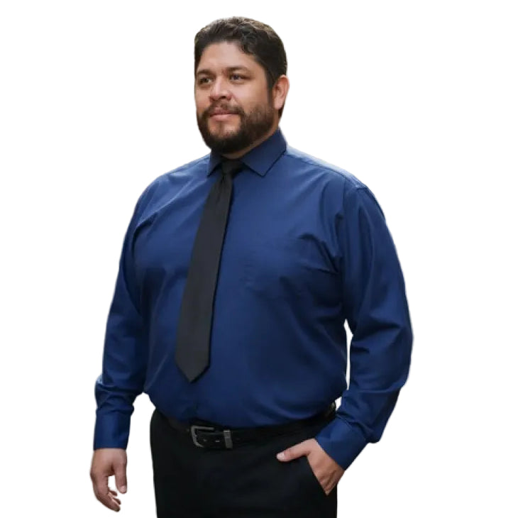 Camisa Vestir De Adulto Azul Marino Talla Extras 44 46 48 50 #mlpos_7 | Color: Azul marino - Zanely #color_azul_marino_-_zanely #sku_znmrn44 #sku_znmrn46 #sku_znmrn48 #sku_znmrn50