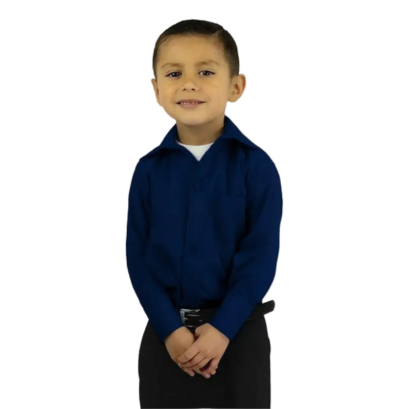 Camisa Vestir Infantil Juvenil Azul Marino Tallas 2 A 16 #mlpos_1 | Color: Azul marino - Rodolfo #color_azul_marino_-_rodolfo #sku_rvmrn02 #sku_rvmrn04 #sku_rvmrn06 #sku_rvmrn08 #sku_rvmrn10 #sku_rvmrn12 #sku_rvmrn14 #sku_rvmrn16