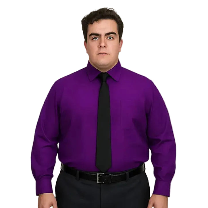 Camisa Vestir De Adulto Morada Tallas Extras 52, 54 Y 56 #mlpos_8 | Color: Morada - Zanely #color_morada_-_zanely #sku_znmrd52 #sku_znmrd54 #sku_znmrd56