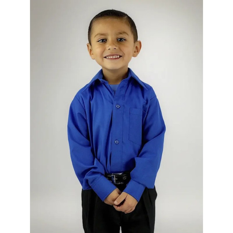 Camisa Vestir Infantil Juvenil Azul Rey Tallas 2 A 16 #mlpos_3 | Color: Azul rey - Rodolfo #color_azul_rey_-_rodolfo #sku_rvry02 #sku_rvry04 #sku_rvry06 #sku_rvry08 #sku_rvry10 #sku_rvry12 #sku_rvry14 #sku_rvry16
