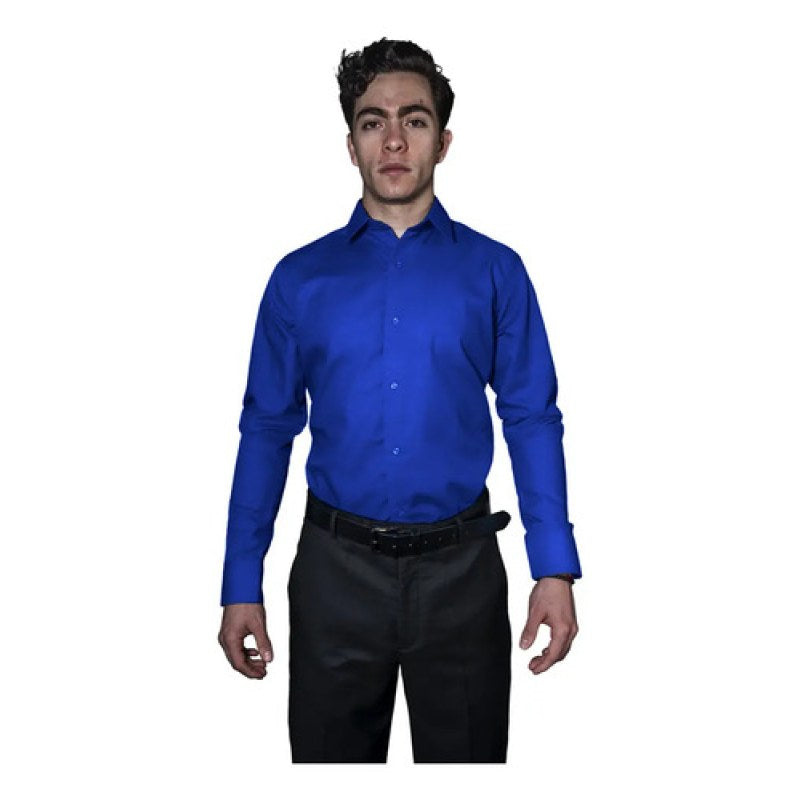 Camisa De Vestir Para Adulto Azul Rey 34 A 42 #mlpos_5 | Color: Azul rey - Zanely #color_azul_rey_-_zanely #sku_znry34 #sku_znry36 #sku_znry38 #sku_znry40 #sku_znry42