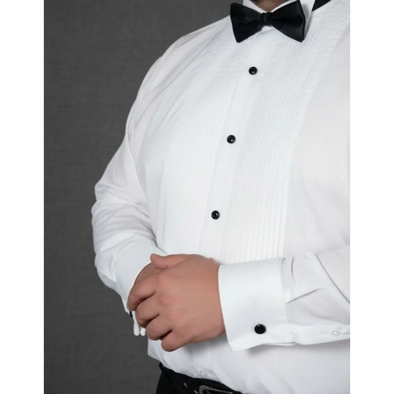 Camisa Zanely Smoking Cuello De Paloma Mancuernillas Extras #mlpos_2 | Color: Blanca #color_blanca #sku_znplm44 #sku_znplm46 #sku_znplm48 #sku_znplm50