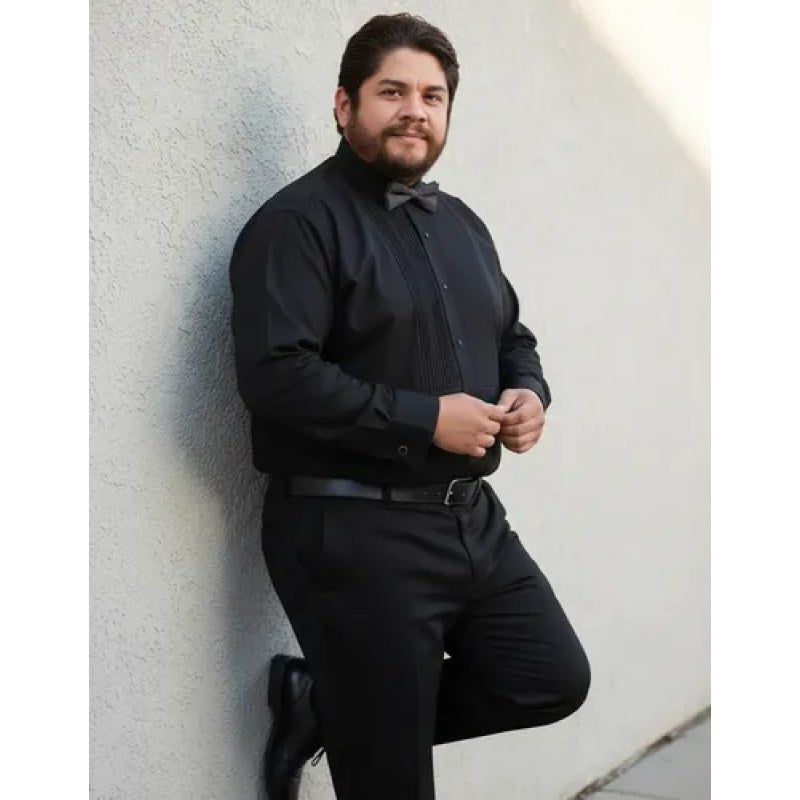 Camisa Zanely Smoking Cuello De Paloma Mancuernillas Extras #mlpos_8 | Color: Negra #color_negra #sku_znplmng44 #sku_znplmng46 #sku_znplmng48 #sku_znplmng50