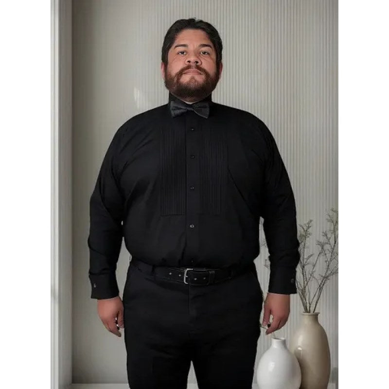 Camisa Zanely Smoking Cuello De Paloma Mancuernillas Extras #mlpos_9 | Color: Negra #color_negra #sku_znplmng44 #sku_znplmng46 #sku_znplmng48 #sku_znplmng50