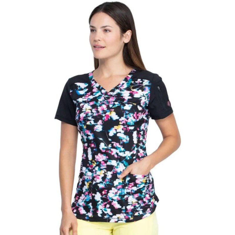 Dickies Dk732 Filipina Quirúrgica Médica Estampada Mujer #mlpos_19 | Color: FLMT - Negra #color_flmt_-_negra #sku_dk732flmtl #sku_dk732flmtm #sku_dk732flmts #sku_dk732flmtxl #sku_dk732flmtxs
