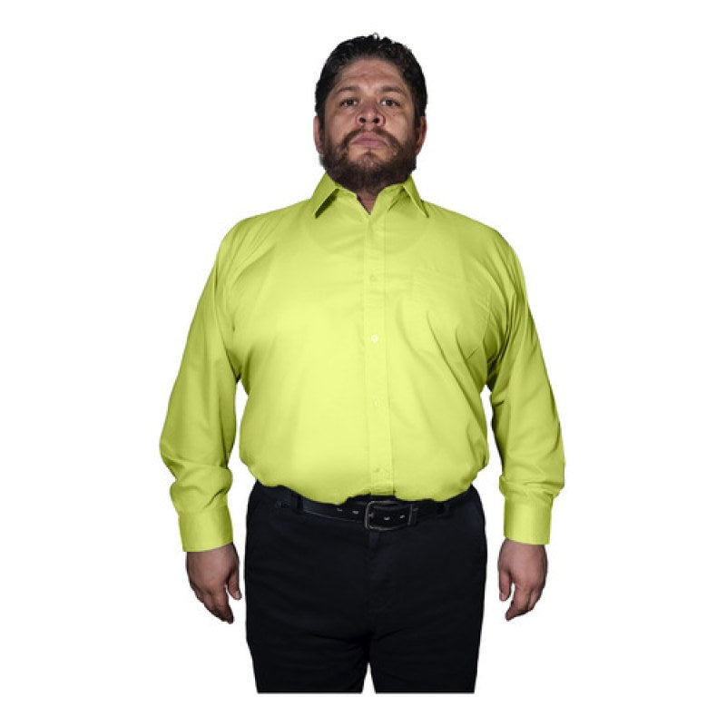 Camisa Vestir Adulto Verde Manzana Talla Extras 52, 54 Y 56 #mlpos_7 | Color: Verde manzana - Zanely #color_verde_manzana_-_zanely #sku_znmnz52 #sku_znmnz54 #sku_znmnz56