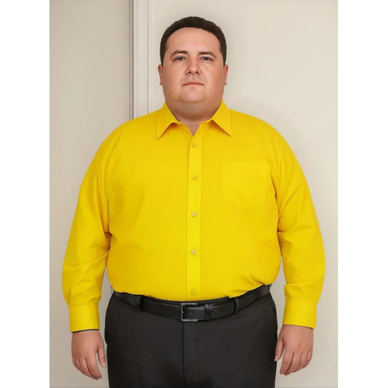 Camisa Vestir Adulto Amarillo Mango Tallas Extra 52, 54 Y 56 #mlpos_1 | Color: Mango - Rodolfo #color_mango_-_rodolfo #sku_rvmng52 #sku_rvmng54 #sku_rvmng56
