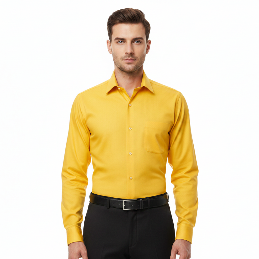 Camisa De Vestir Para Adulto Amarillo Mango 34 A 42