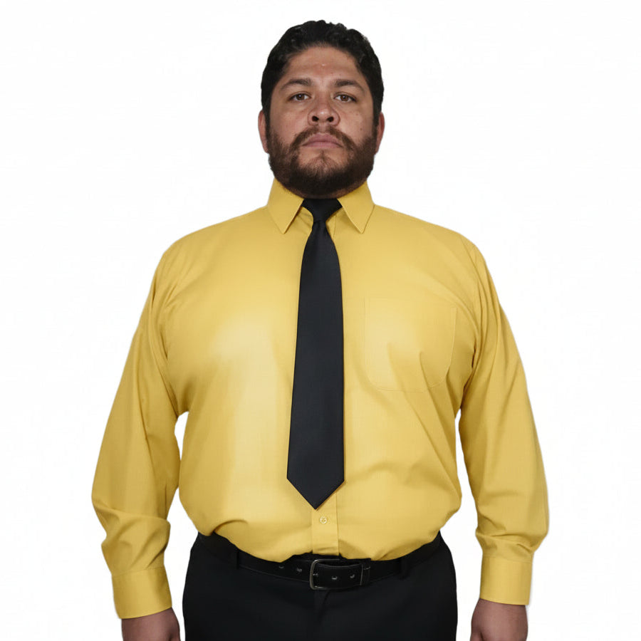 Camisa De Vestir Para Adulto Amarilla Tallas Extras 52 A 56 #mlpos_1 | Color: Amarilla - Rodolfo #color_amarilla_-_rodolfo #sku_rvam52 #sku_rvam54 #sku_rvam56