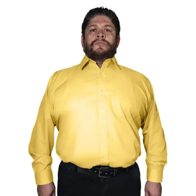 Camisa De Vestir Para Adulto Amarilla Tallas Extras 52 A 56 #mlpos_2 | Color: Amarilla - Rodolfo #color_amarilla_-_rodolfo #sku_rvam52 #sku_rvam54 #sku_rvam56