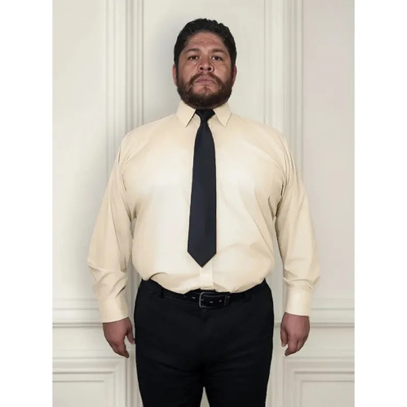 Camisa Vestir Para Adulto Hueso O Beige Talla Extras 52 A 56 #mlpos_2 | Color: Beige o Hueso - Rodolfo #color_beige_o_hueso_-_rodolfo #sku_rvhs52 #sku_rvhs54 #sku_rvhs56