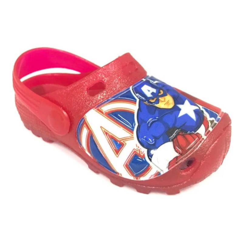 Sandalia Sueco Marvel Capitan America Avenger Alberca Baño #mlpos_10 | Color: Rojo / Cristal #color_rojo_cristal #sku_bastianrjcr9