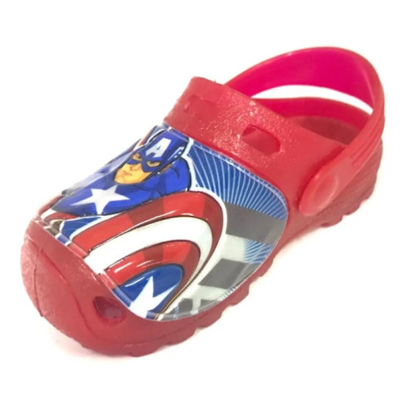 Sandalia Sueco Marvel Capitan America Avenger Alberca Baño #mlpos_14 | Color: Rojo / Cristal #color_rojo_cristal #sku_bastianrjcr9
