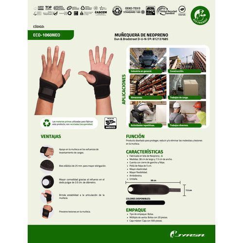 Muñequera Jyrsa Eco - 1060 Neopreno Soporte Trabajo 1 Pza - Garufa Jeans