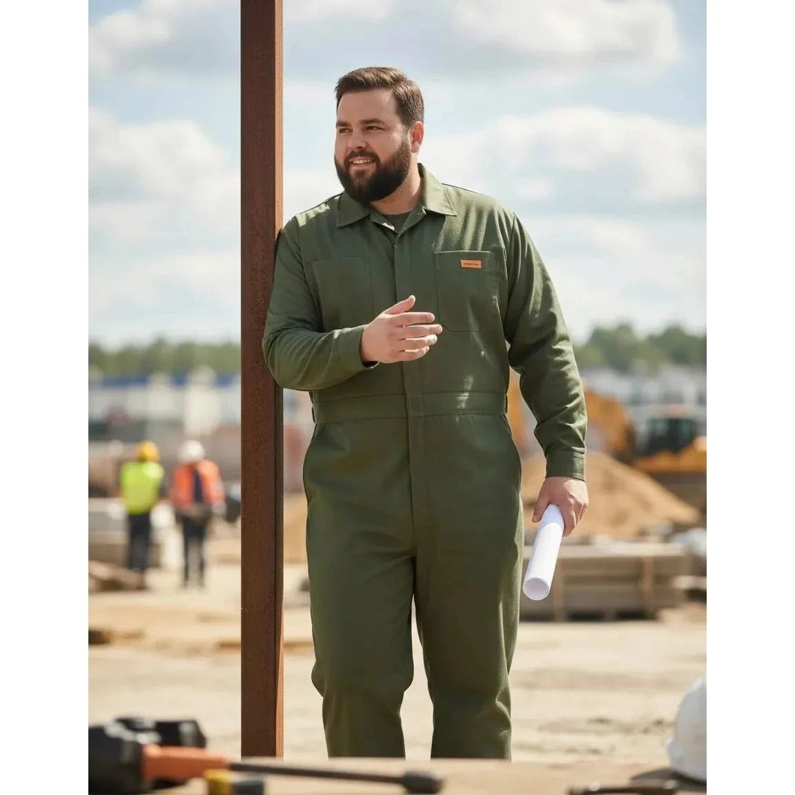 Overol Beaver Gabardina Verde Olivo 100% Algodón Talla Extra - Garufa Jeans