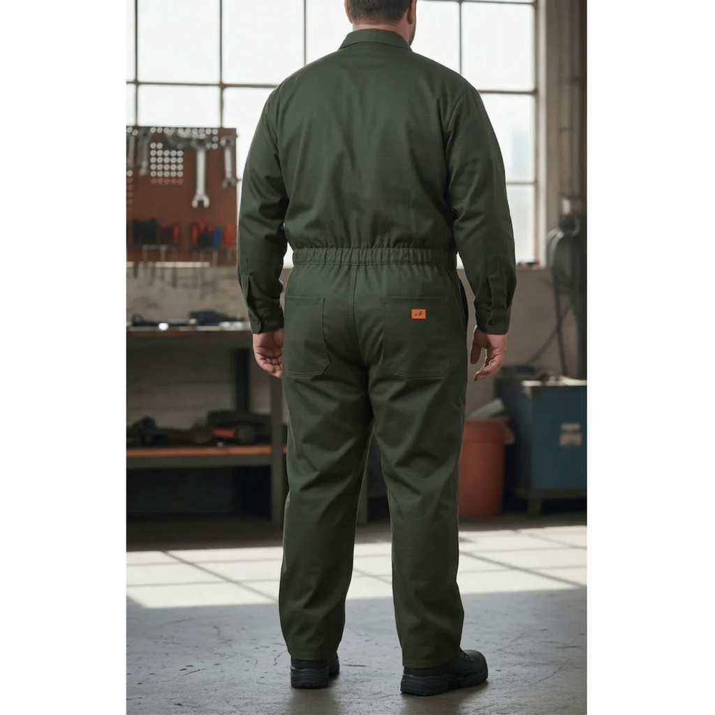 Overol Beaver Gabardina Verde Olivo 100% Algodón Talla Extra - Garufa Jeans