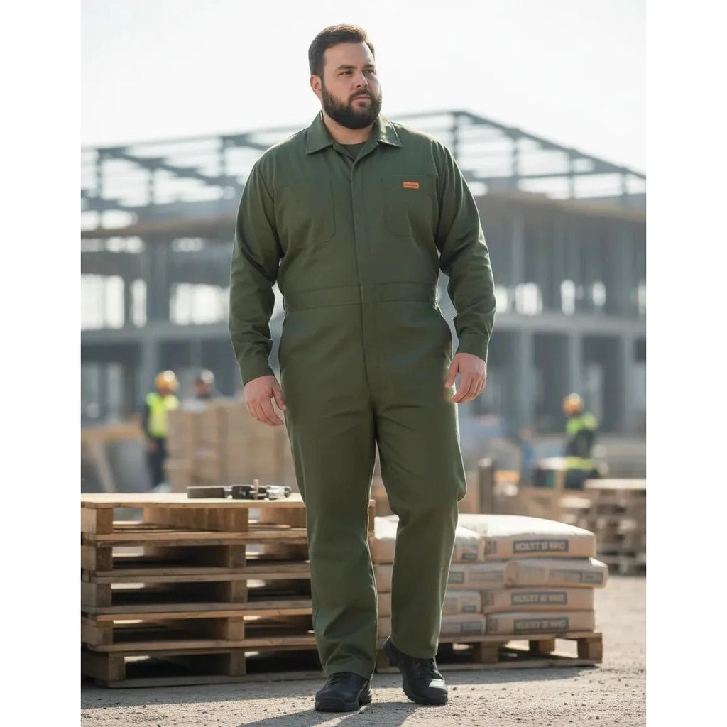 Overol Beaver Gabardina Verde Olivo 100% Algodón Talla Extra - Garufa Jeans