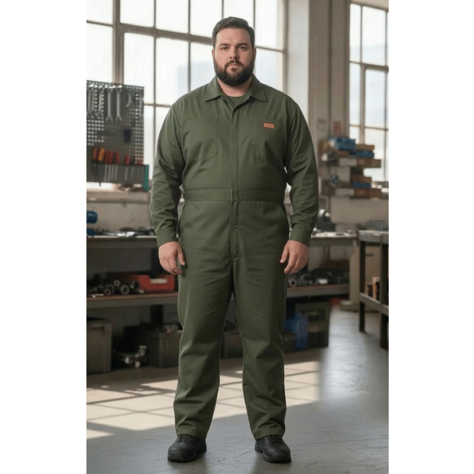 Overol Beaver Gabardina Verde Olivo 100% Algodón Talla Extra - Garufa Jeans