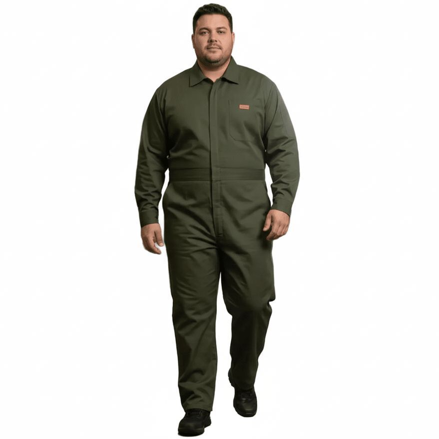 Overol Beaver Gabardina Verde Olivo 100% Algodón Talla Extra - Garufa Jeans