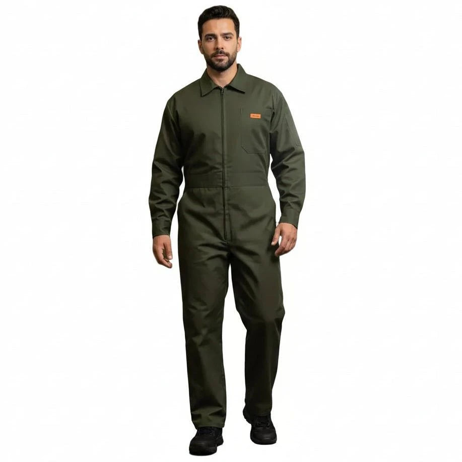 Overol Beaver Industrial Gabardina Verde Olivo 100% Algodón - Garufa Jeans