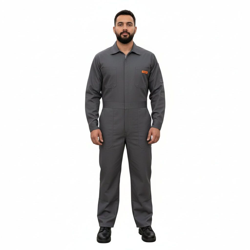 Overol Industrial Gabardina Gris Obscuro Oxford 100% Algodón - Garufa Jeans