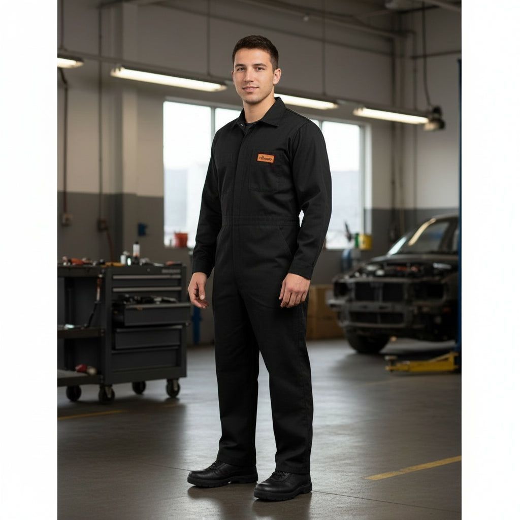 Overol Industrial Gabardina Negro Tipo Mecanico 100% Algodón - Garufa Jeans