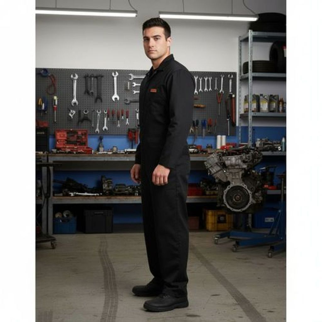Overol Industrial Gabardina Negro Tipo Mecanico 100% Algodón - Garufa Jeans