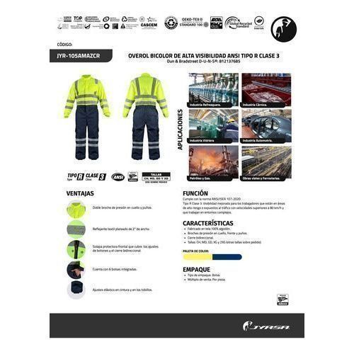 Overol Jyrsa Jyr - 105 Reflejantes 100 Algodón Tipo R Clase 3 - Garufa Jeans