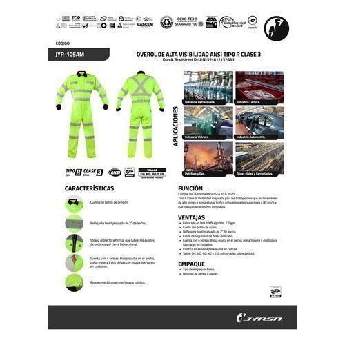 Overol Jyrsa Jyr - 105 Reflejantes 100 Algodón Tipo R Clase 3 - Garufa Jeans