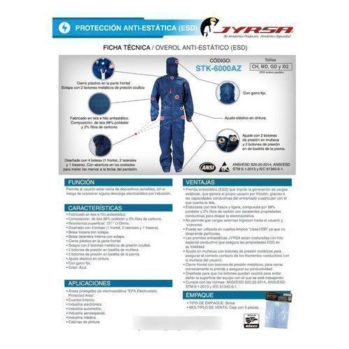 Overol Jyrsa Stk - 6000 Antiestático Anti Estática 2% Carbono - Garufa Jeans