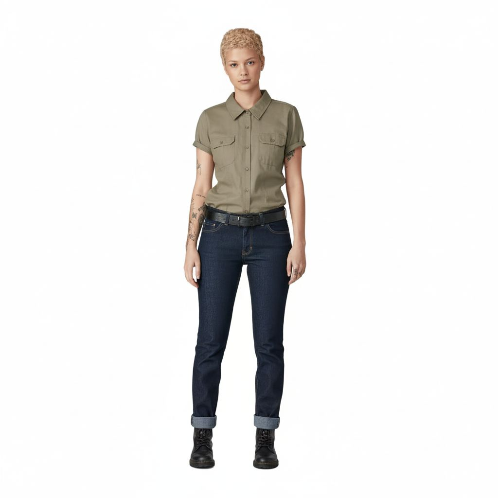 Pantalón Dickies Fd20 Mezclilla Flex Recto Durable Mujer - Garufa Jeans