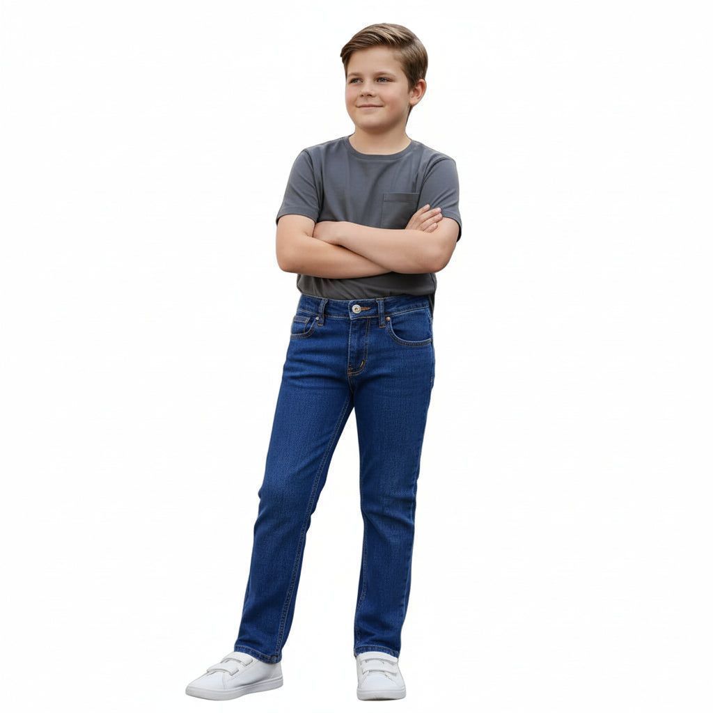 Pantalón Sejon Mezclilla Económico Durable Para Niño 12 A 16 - Garufa Jeans