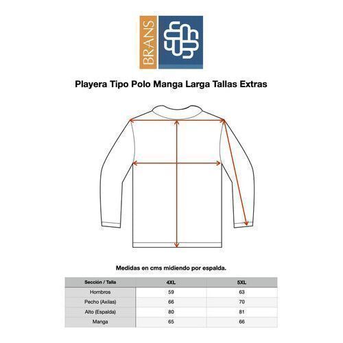 Playera Brans Tipo Polo Manga Larga Durable Tallas 4xl - 5xl - Garufa Jeans