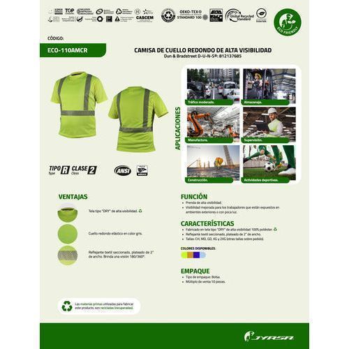 Playera Jyrsa Eco - 110 Con Reflejantes Alta Visibilidad Extra - Garufa Jeans