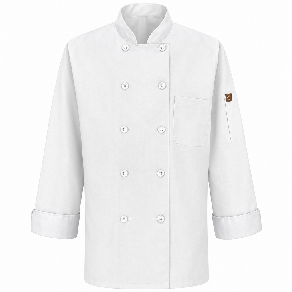 Filipina de chef para mujer Red Kap 041 Blanca, prenda sola vista frontal
