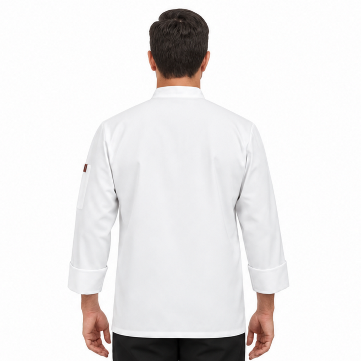 Filipina de chef Red Kap 0413 para hombre blanca, vista posterior con modelo | color:blanca