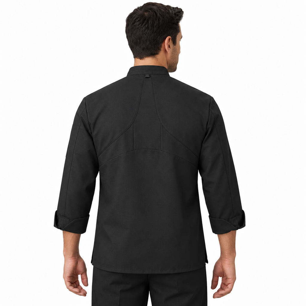 Filipina de chef Red Kap 042X para hombre negra, vista posterior con modelo