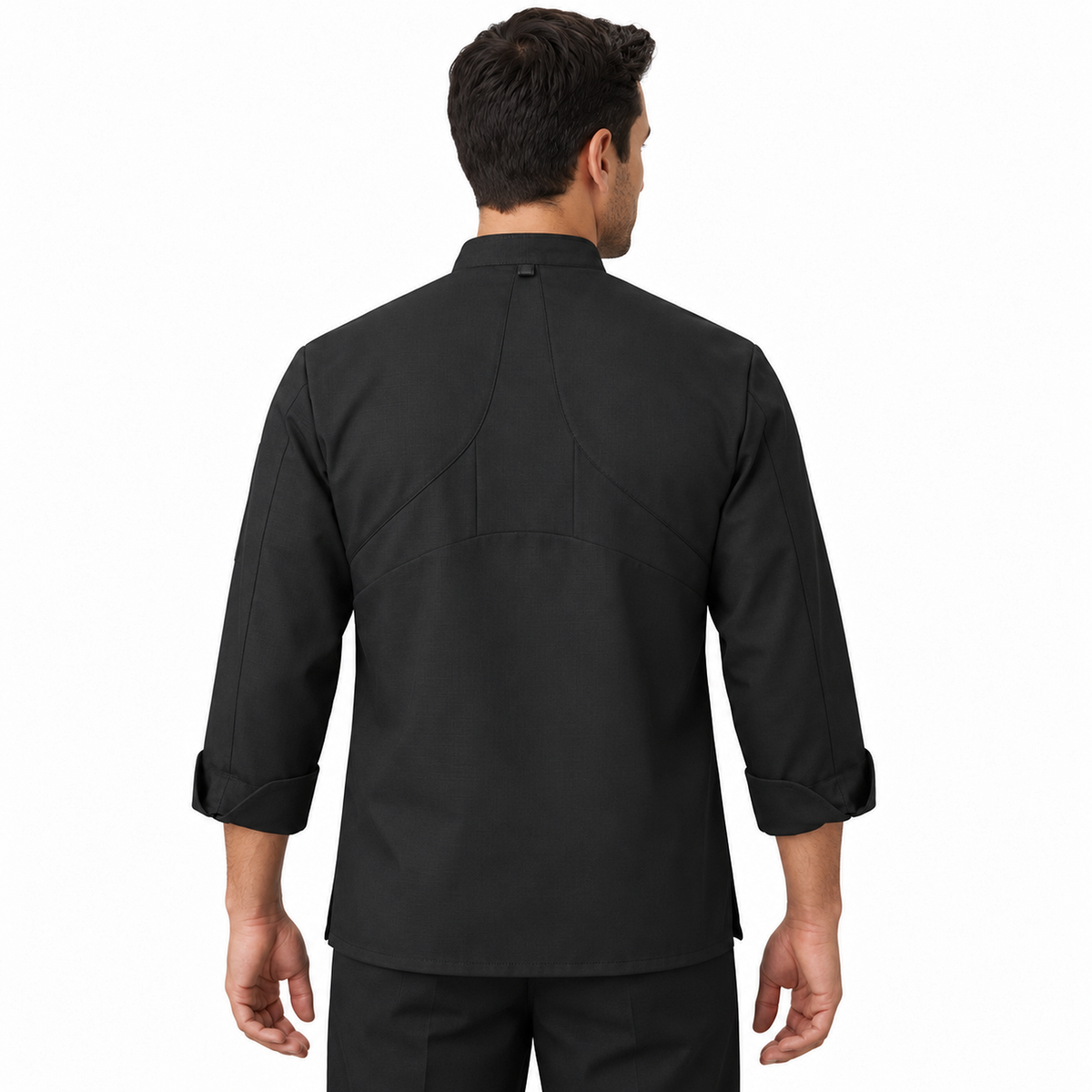 Filipina de chef Red Kap 042X para hombre negra, vista posterior con modelo | color:negra