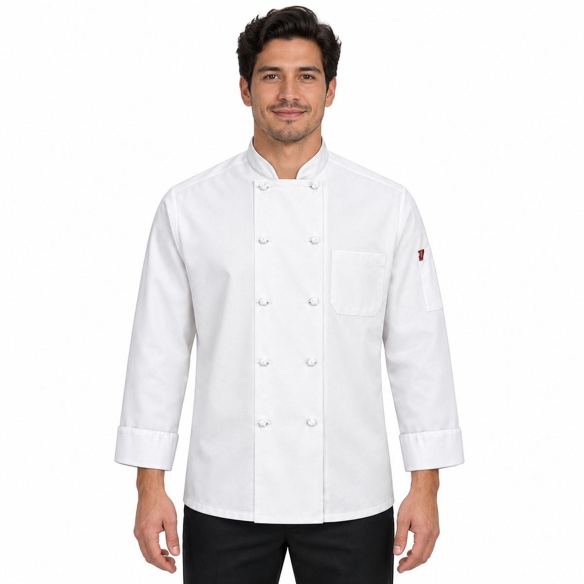 Red Kap 044X blanca para hombre, vista frontal en modelo regular delgado | color:blanca