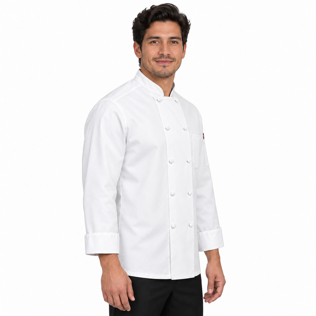 Red Kap 044X blanca para hombre, perfil derecho en modelo regular delgado