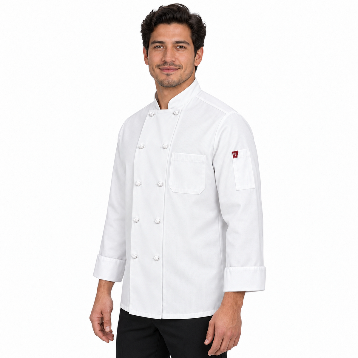 Red Kap 044X blanca para hombre, perfil izquierdo en modelo regular delgado | color:blanca