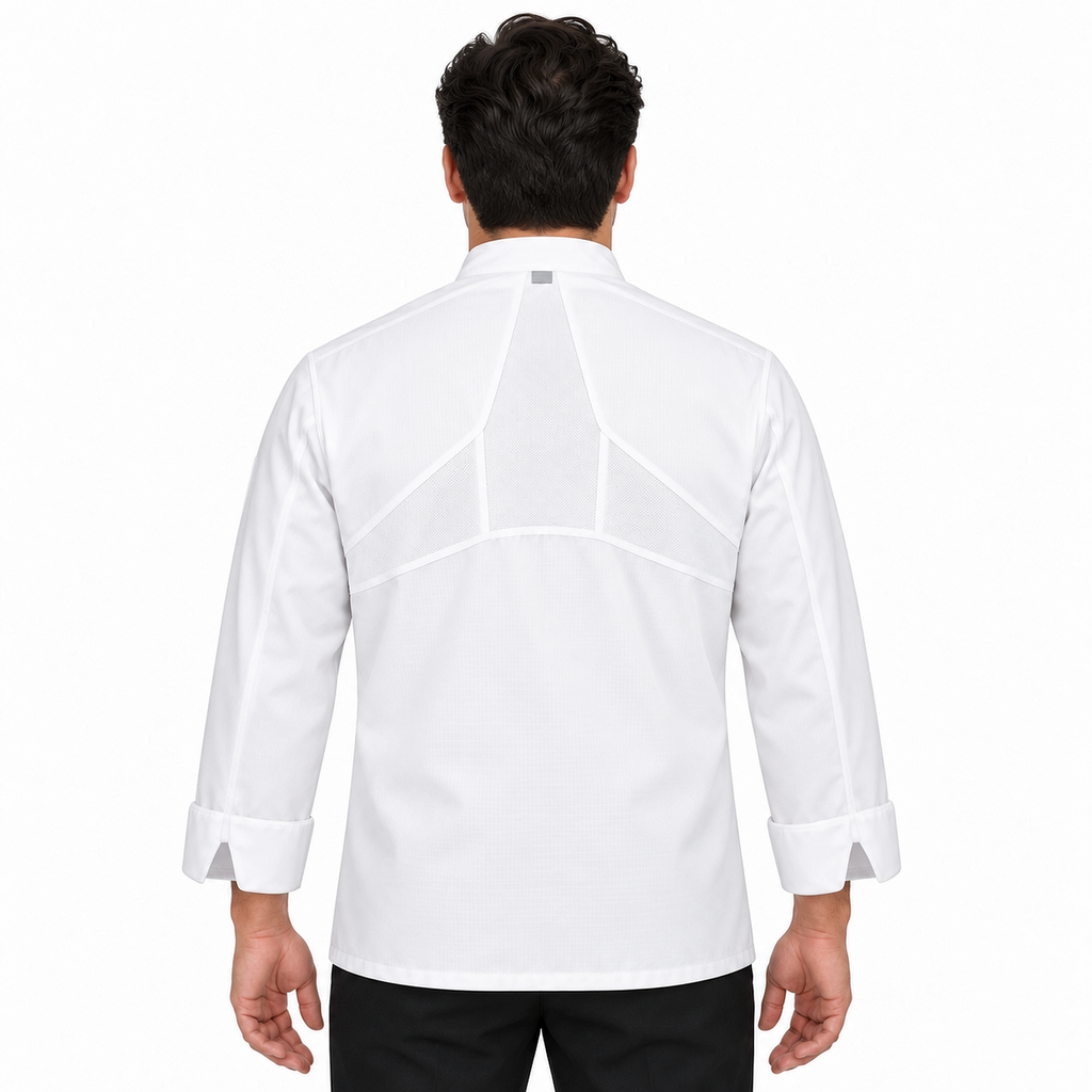 Red Kap 044X blanca para hombre, vista posterior en modelo regular delgado