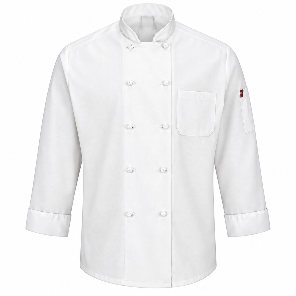 Filipina de chef Red Kap 044X blanca, vista frontal de la prenda