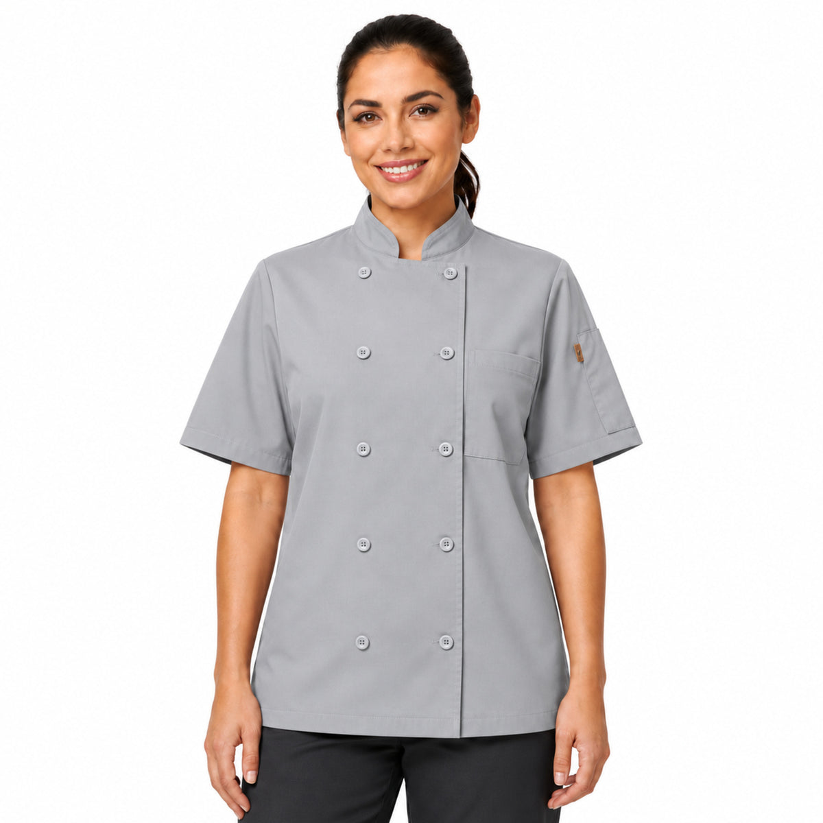 Filipina de chef Red Kap 045 para mujer Gris, vista frontal con modelo | color:gris