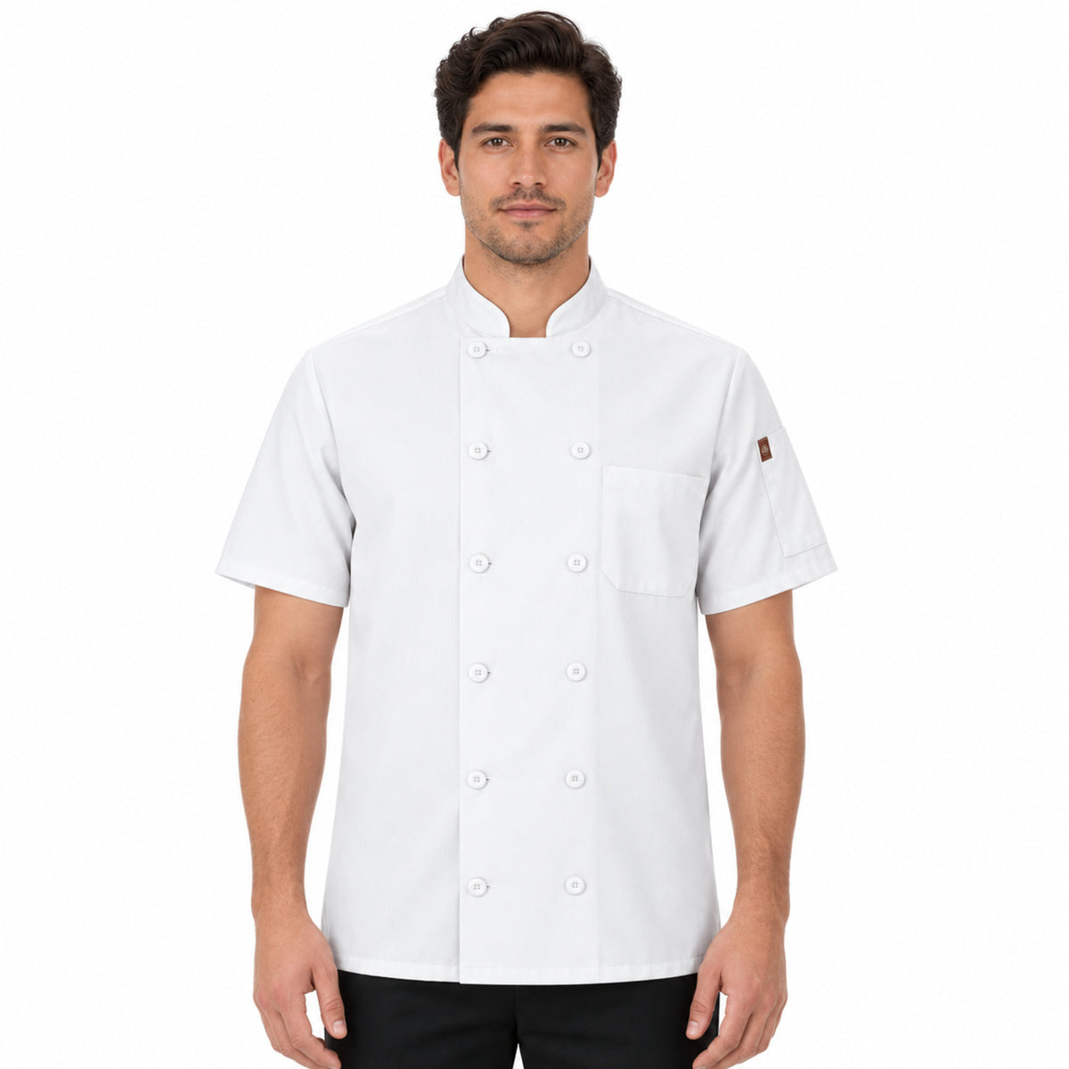 Filipina de chef Red Kap 046X para hombre Blanca, vista frontal con modelo | color:blanca