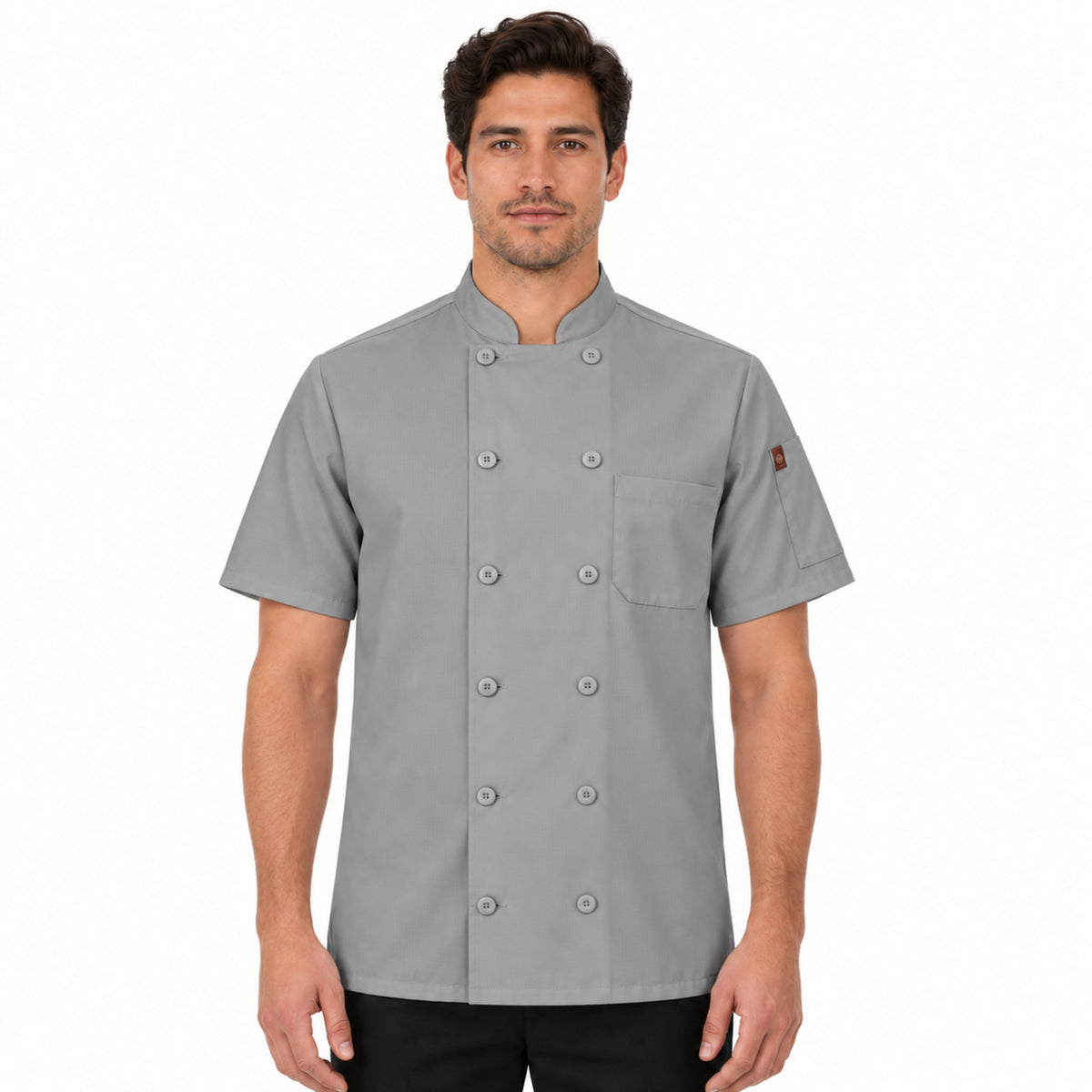 Filipina de chef Red Kap 046X para hombre Gris, vista frontal con modelo | color:gris