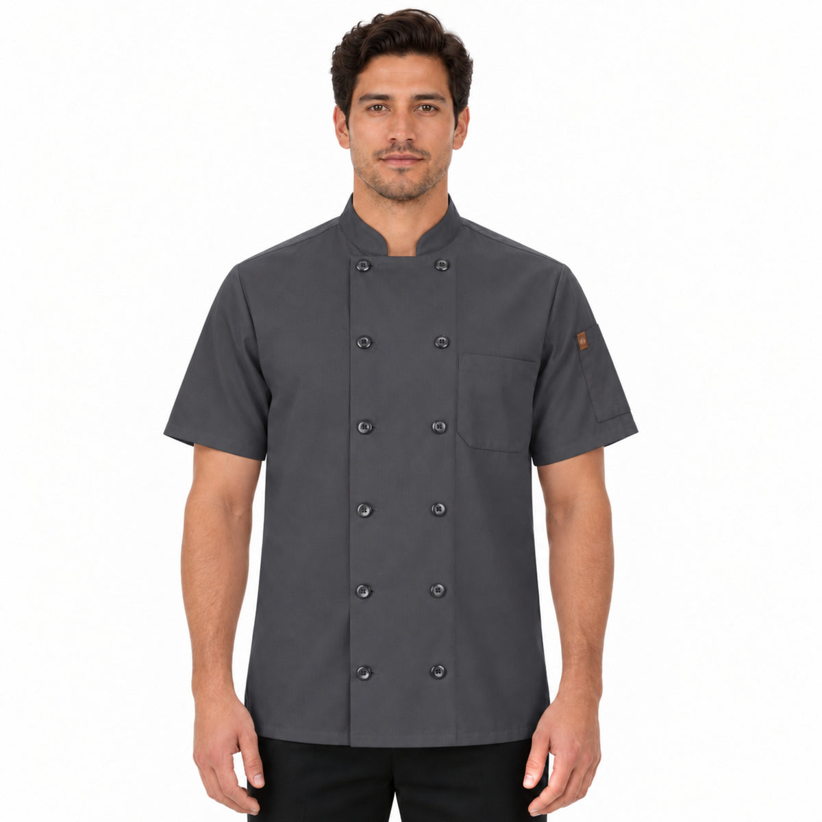 Filipina de chef Red Kap 046X para hombre Gris Oxford, vista frontal con modelo | color:gris-oxford